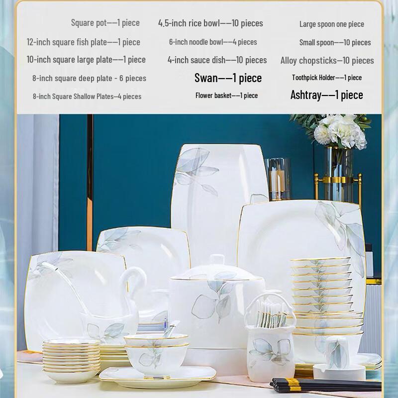 Zeyi Ceramic Spring s Intent Gold-Rim Dinnerware Set