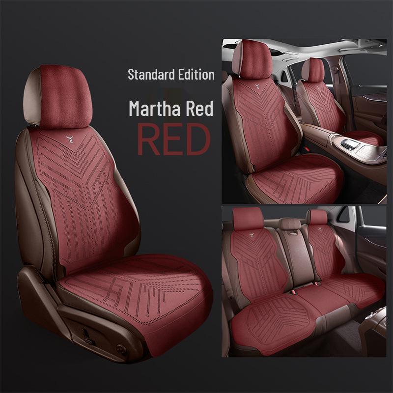 Universal Suede Car Seat Cushion Set for Hongqi HS5/H5 - Breathable, Four Seasons, Three-Piece