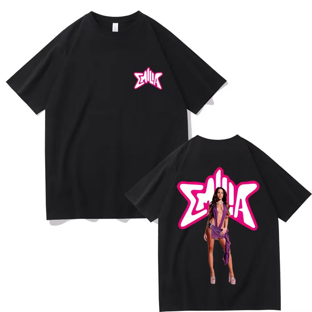 Singer Emilia Mernes MP3 Double Sided Print T Shirts Men Women Cotton Oversized Tshirts Male Fashion Tshirt Fashion Streetwear