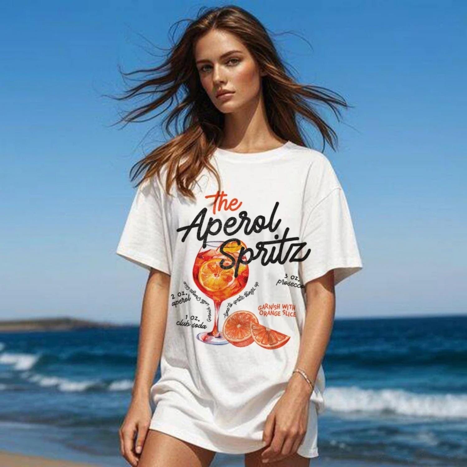 

Aperol Spirit Cute Chinese Food T Shirt Women Vintage Streetwear T-Shirt Graphic Tees Unisex Summer Grunge Clothes Oversized XXXXXL білий