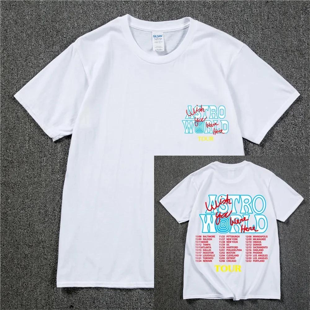 Nuova T-shirt Hip Hop Estiva Uomo Donna Cactus Jack Harajuku T-shirt WISH YOU WERE HERE Stampa Lettere Magliette Top