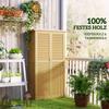 Garden Cabinet, Weatherproof, 2 Doors with Lock, Pine Wood, 87L X 46.5W X 160H Cm, Light Yellow