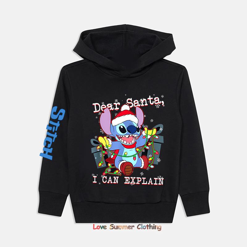 2025 Christmas Hoodie Boys Girls Sweatshirts Kids Hoodies Stitch HD Print Casual Round Neck Long Sleeve 4-14Yrs
