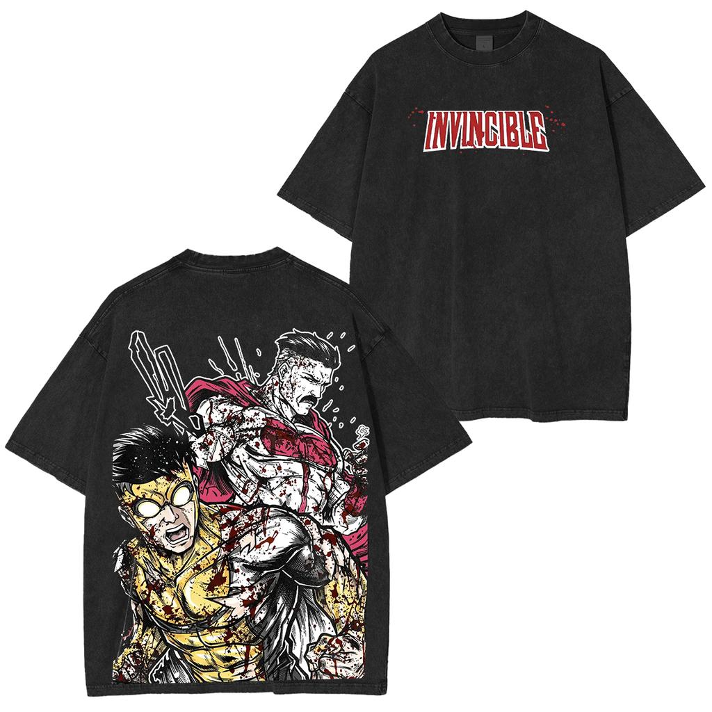 T-shirt Lavata Invincible Mark Grayson Uomo Donna Retro Lavata Oversize Streetwear Estiva Casual Larga Manica Corta Abbigliamento Femminile Maschile