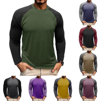 Long Sleeved Round Neck T-Shirt Men'S Casual Raglan Top