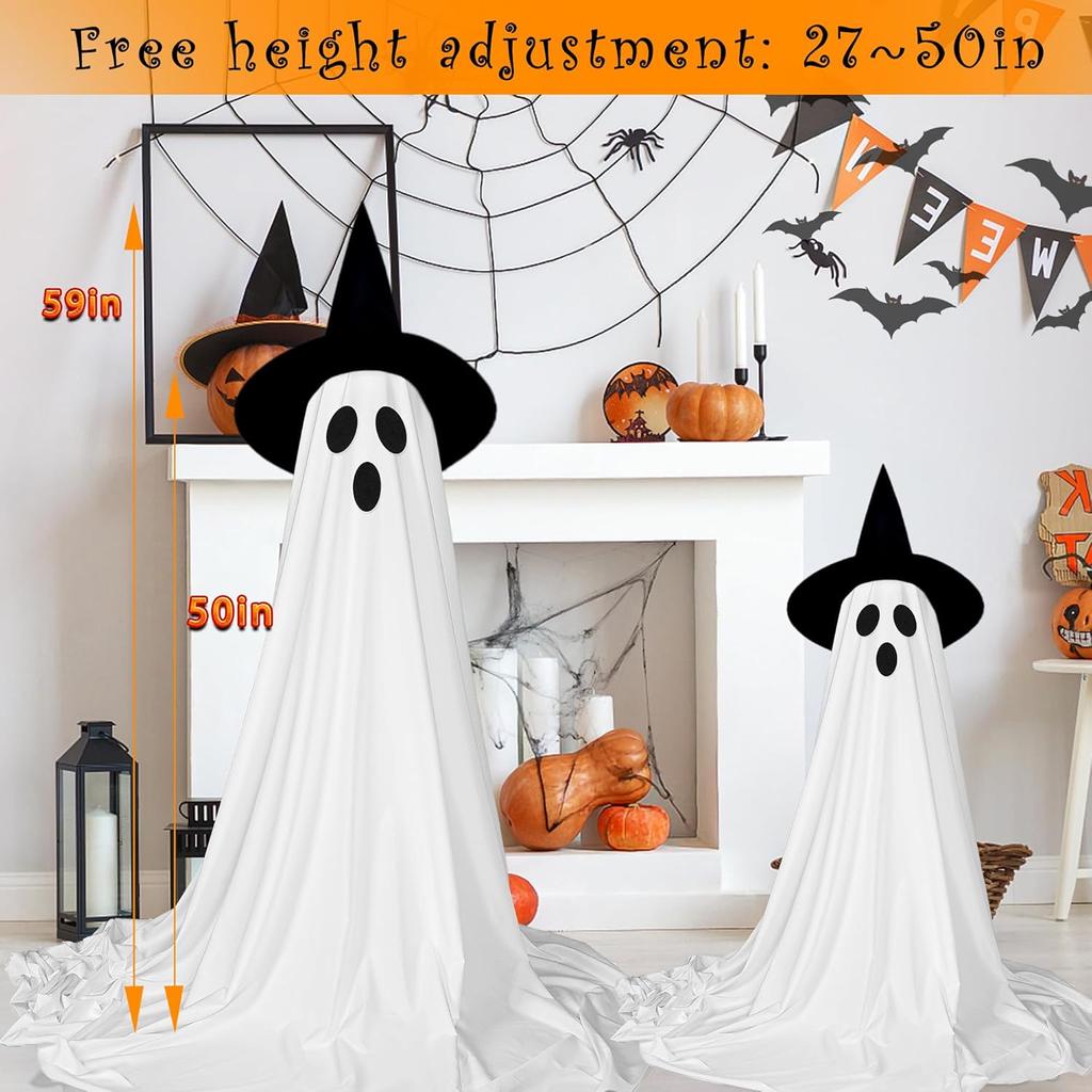 2Packs Halloween Decorations Outdoor,Halloween Party Decorations Indoor,Spooky Ghost Decor with Remote Control String Lights,Halloween Ghost Lights