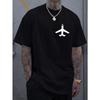 Men's Fashionable Creative Design Airplane Print Short-Sleeve T-Shirt for Sports, Leisure, and Daily Versatile Wear In Summer