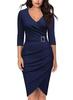  autumn and winter new European and American seven-quarter-sleeved V-neck office dinner reception dress, women's clothing