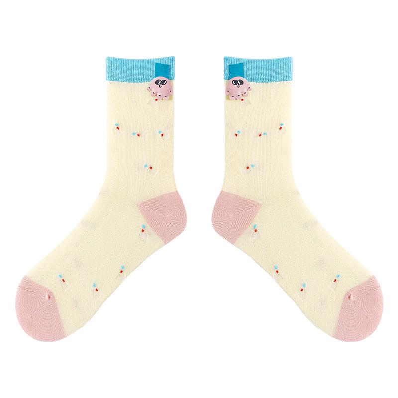 

Spring and Summer Cartoon Cute Children s Knee-Length Socks in Fresh Pink Cotton Socks with Good Breathability 1 pair вершковий