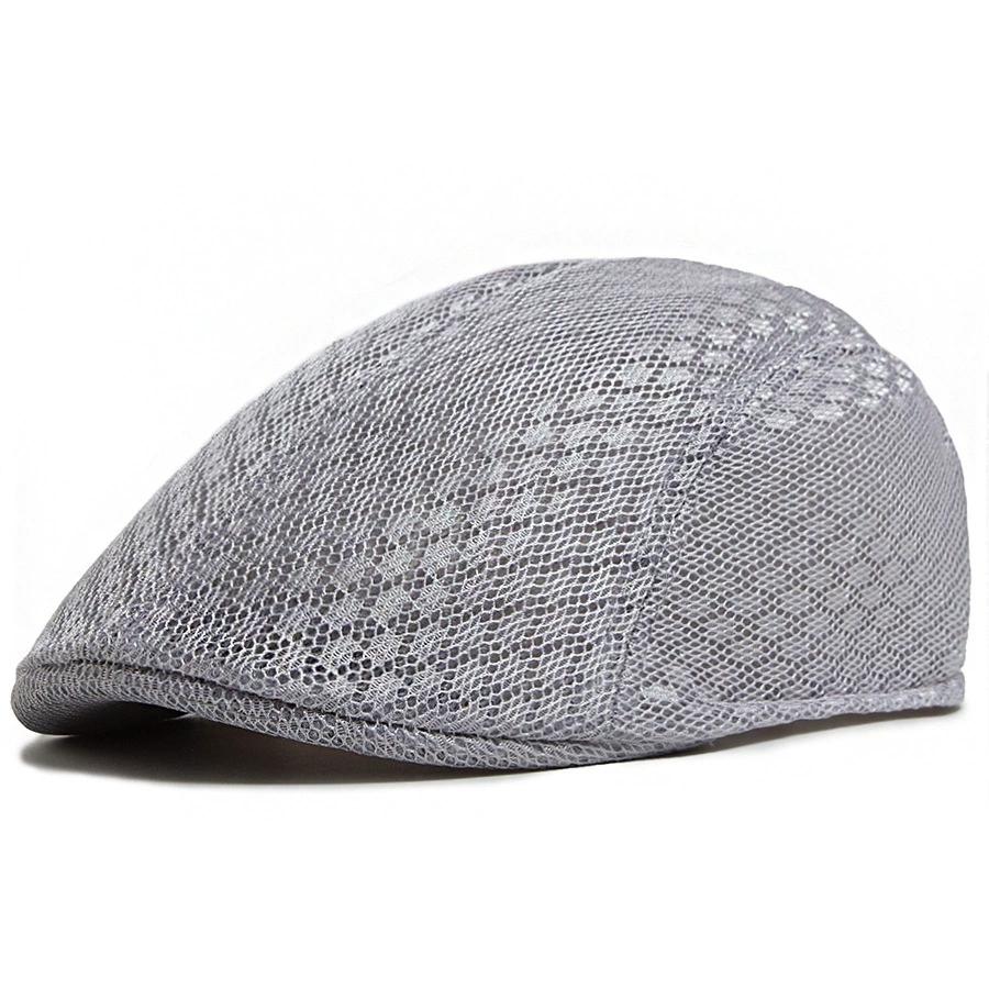Simple Plain Imitation Linen Beret British Retro Summer Breathable Peaked Cap for Middle-Aged and Elderly People