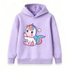 Cute Cartoon Unicorn Print Kids Hoodies, Boys Girls Casual Long Sleeve Pullover Sweatshirt, Soft Cozy Lightweight Top for Daily Wear and Birthday Gift