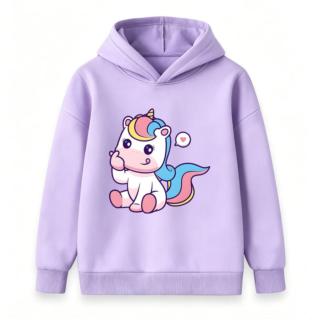 Cute Cartoon Unicorn Print Kids Hoodies, Boys Girls Casual Long Sleeve Pullover Sweatshirt, Soft Cozy Lightweight Top for Daily Wear and Birthday Gift