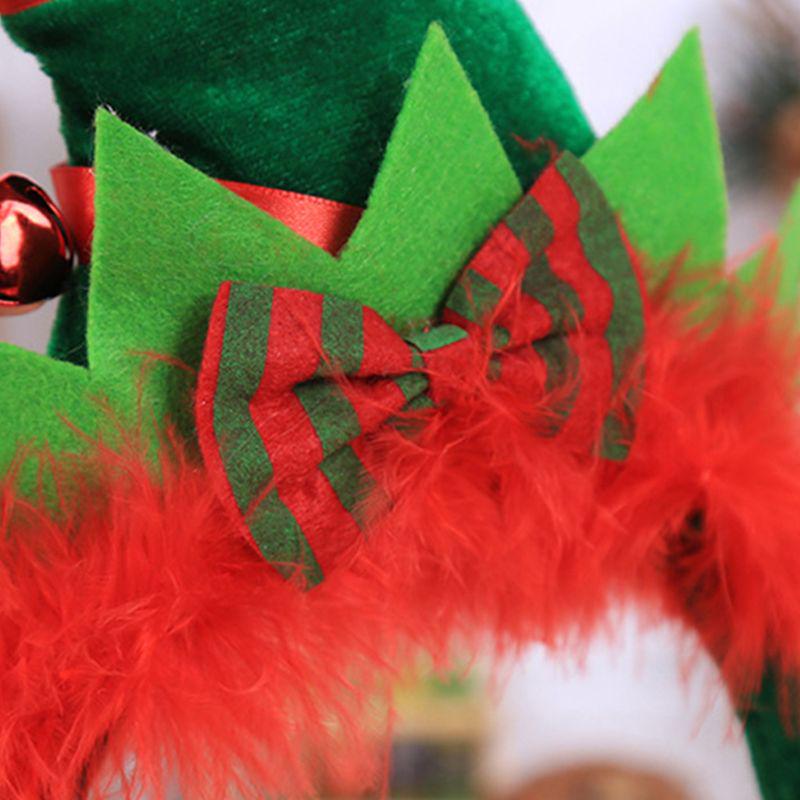 Děti Dospělí Vánoční Santa Elf Klobouk Vlasová Obruč Spona Kontrastní Barva Nadýchaná Mašle Čelenka Se Zvonkem Cosplay Kostým