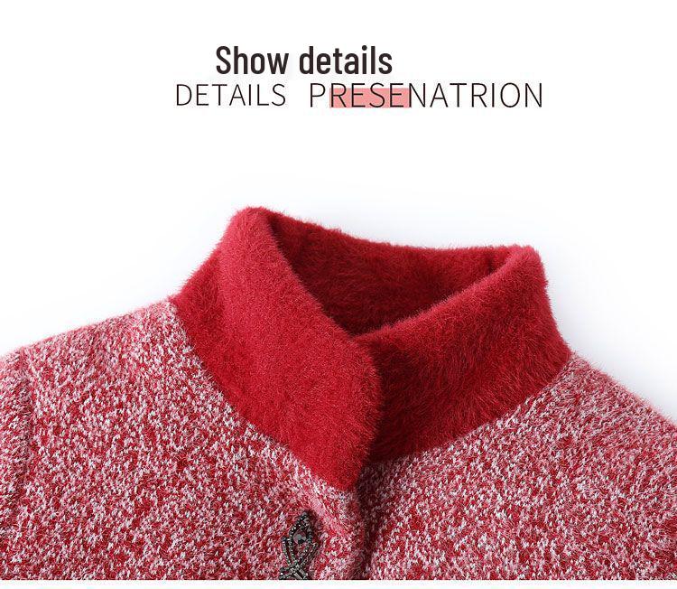 Mom's Cozy Winter Plus Velvet Wool Coat: Stylish Warm Cardigan for Middle-Aged & Elderly Women
