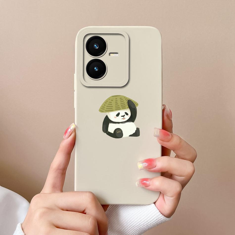 Cases For Vivo Y22 Y22S Flower Liquid Silicone Camera Lens Protection Phone Back Cover For VivoY22 Vivo Y 22 Y22 S Coque Bumper