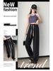 Plus Size Coffee Ice Silk Suit Pants - Women's Summer Elastic Waist Chiffon Wide Leg Petite Pants