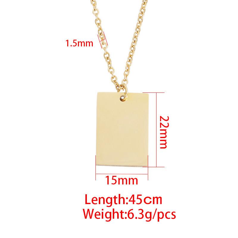 10Pcs 22*15mm Rectangle Pendant Necklace Stainless Steel Cable Chain Necklace For DIY Custom Name Logo Women's Jewelry
