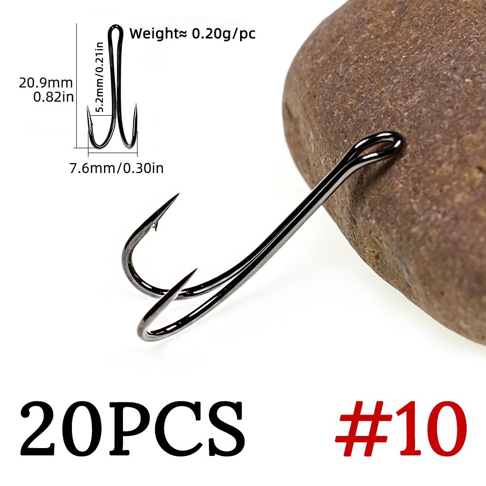 20PCS #6-#12 Salmon Double Fly Hooks High Carbon Steel Black Nickel Sharp Barb Streamer Wet Flies Trout Steelhead Fishing Lures