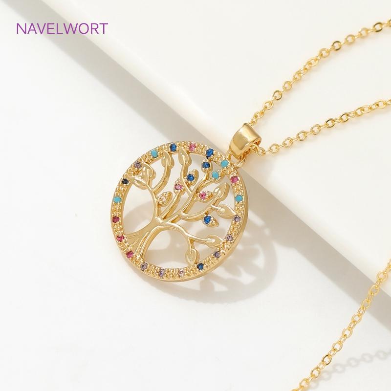 2026 New Luxury 18K Gold Plated Life Tree/Christmas Tree/Snowflake Pendants Necklaces For Women s New Year Party Gifts