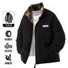 Plaid double-sided wear stand-up neck cotton clothes men's winter 2025 new retro loose couple versatile warm cotton-padded clothes