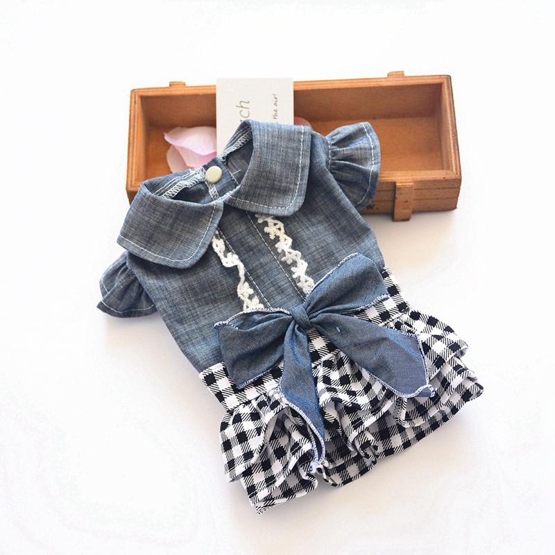 Spring Pet Dog Denim Dress Jeans Skirt Dog Clothes Small Dog Dress Puppy Clothes Dog Cat Dresses Perritas Clothes Pet Supplies