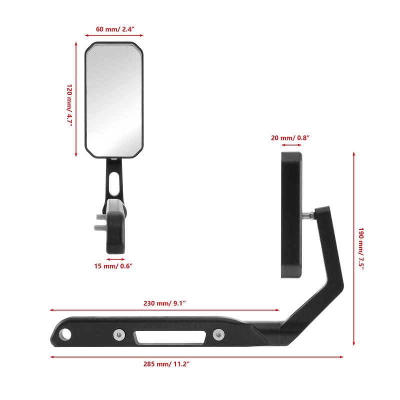 1 Pcs Front Engine Hood Sand Board Rearview Mirror Wide Angle Blind Spot Auxiliary Mirrors Fit for Ford Bronco