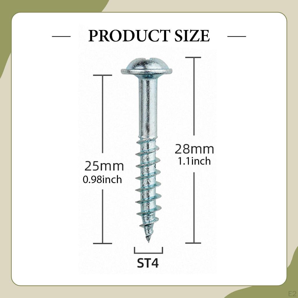 100x M4 25 Self Tapping Screws Wood Screw Sturdy Woodworking Oblique Hole for DIY Assembly