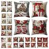New Christmas Throw Pillow Covers 45x45 Santa Claus Festive Pillowcase Snowman Non-Real Embroidery Cushion Cover Party Decor