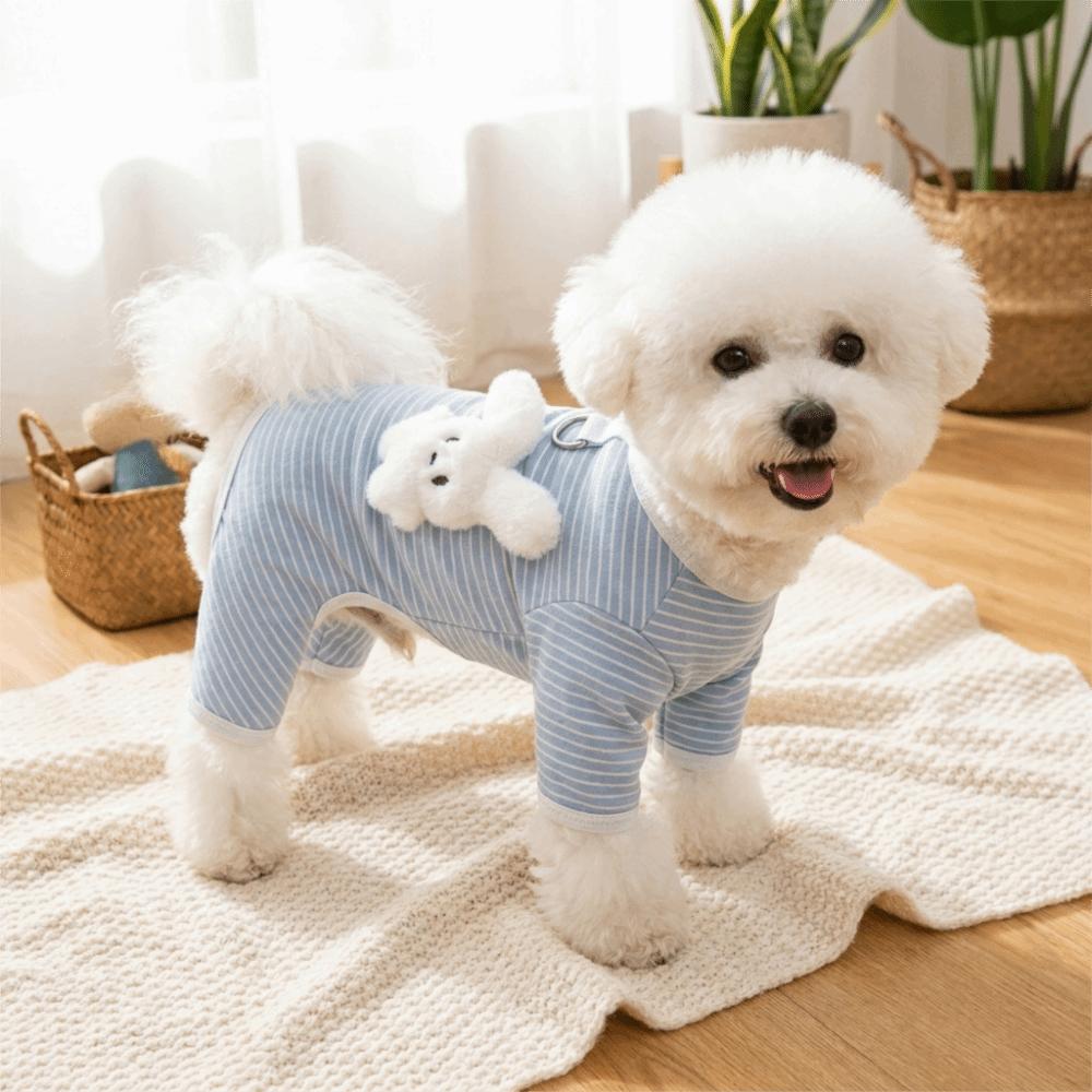 Striped Pet Four Legged Clothes Warm Pet Belly Cover Cute Puppy Warm Pullover Home Wear