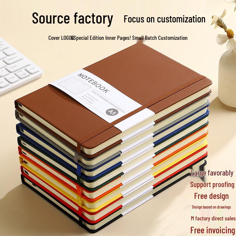 A5 Faux Leather Strap Notebook with Elastic Band - Customizable Business Office Journal