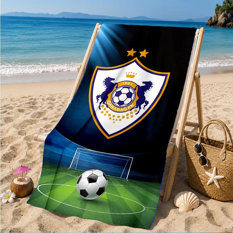 Qarabag Soccer Team Crest Design Beach Towel, Quick-drying, Easy to Care for, Suitable for Both Fitness and Beach Vacations,Sports Essential