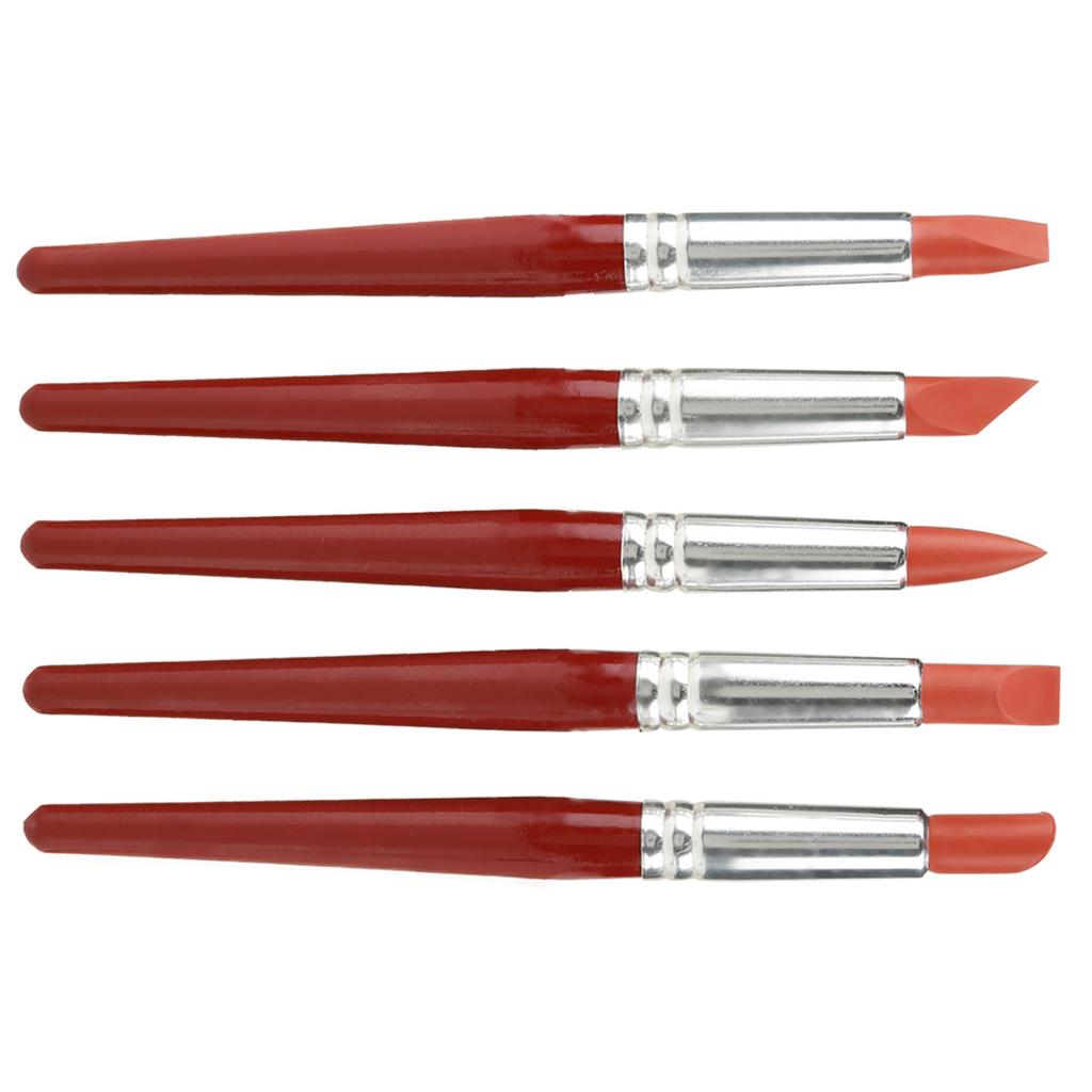5pcs Red Large Sized Rubber Tip Paint for Clay Sculpture Pottery Shaping Carving Tool
