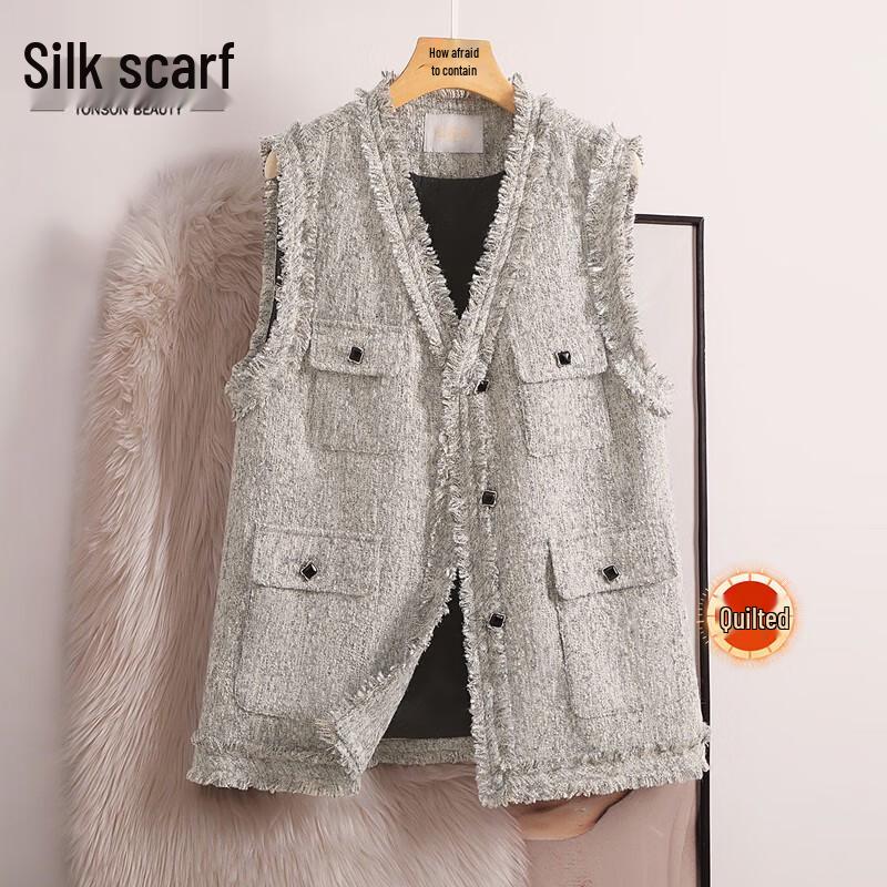 

Женский жилет из смесовой шерсти с V-образным вырезом на одной пуговице XL