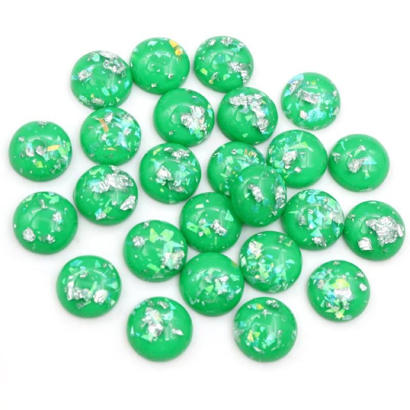 40 Stück 8mm 10mm 12mm Runde Eingebettete Metallfolie Flache Rückseite Harz Cabochons Kuppel DIY Ohrringe Schmuckherstellung Zubehör Fundstücke