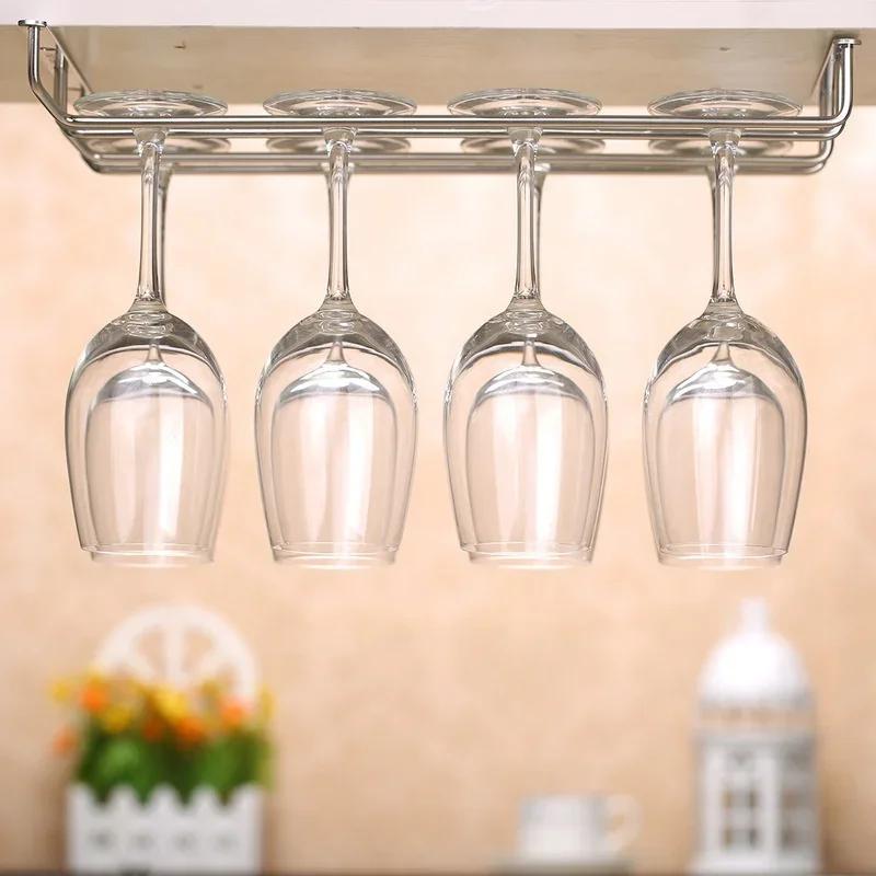 Nový 304 Nerezový Stojan na Víno Držák Sklenic Více Velikostních Variant Stojanový Regál Závěsná Barová Police Kuchyň/Restaurace Sklenice na Víno