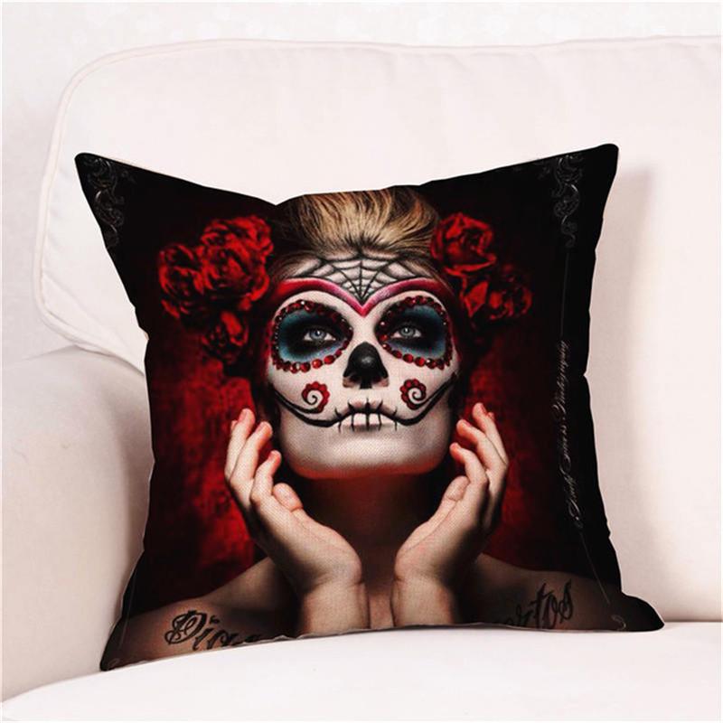 Halloween Cushion Cover Pillowcases Skull Floral Festival Home Decor Square Horror Comfortable Sofa