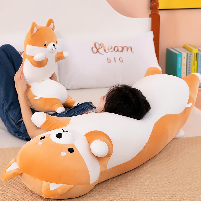 Cuscino Peluche Cane Shiba Inu 50~110cm Peluche Morbido Animale Cartone Animato Cucciolo Cuscino Lungo Peluche Supporto Corpo Gamba Regalo