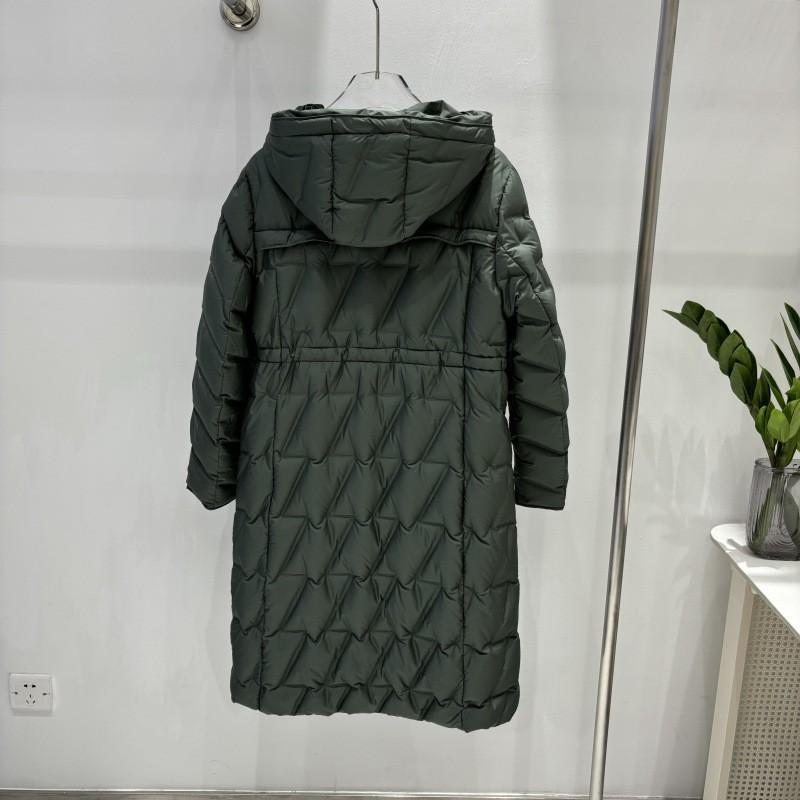 Womens Mid-Length Down Coat With Hood Slim Fit Knee-Length Lightweight Warm Outerwear In Black Beige Coffee Forest Green