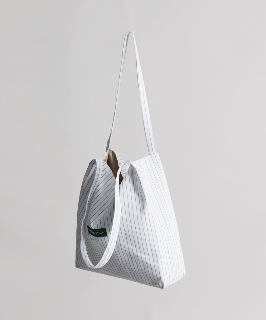 Green Stuff Effortlessly Boxy Shopper Bag 53 Cotton Stripe - White