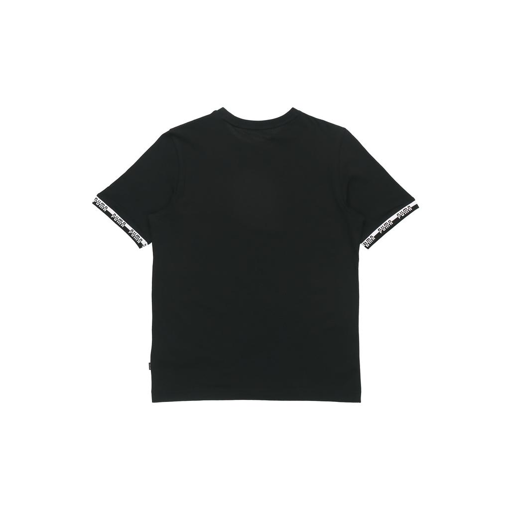 Puma Logo Cuff Sport Crew Neck Short Sleeve T-Shirt Men Tops Black 855985-01