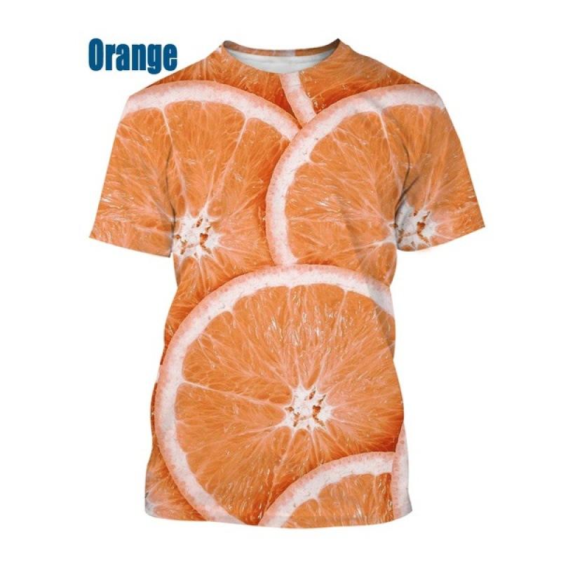 Fruit 3D Printed Short Sleeved T-shirt Summer Breathable polyester Simple Round Neck Top