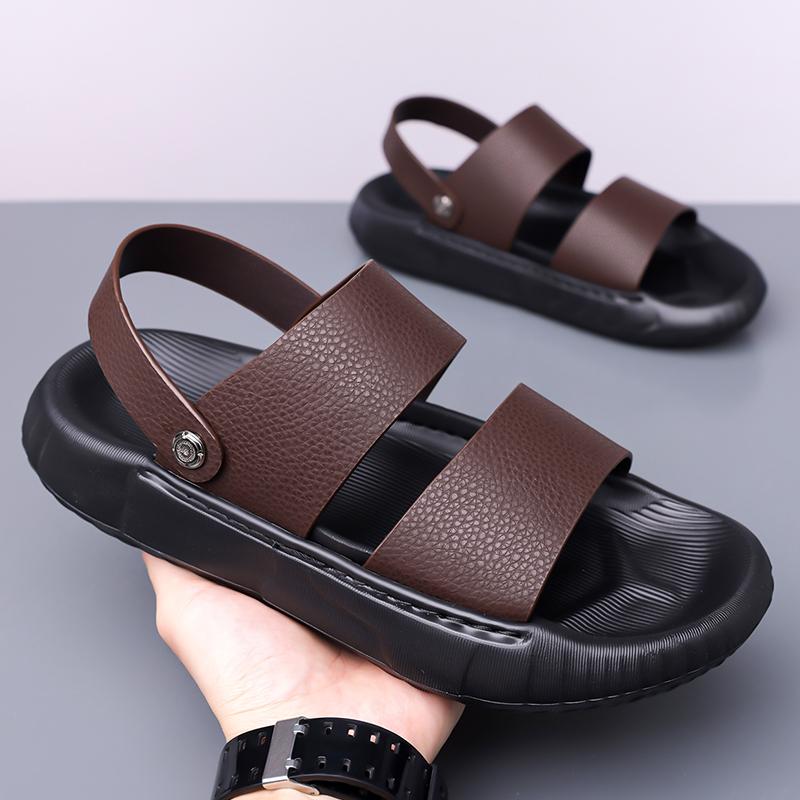 Fashion Brand New Men's Breathable Soft Soled Two On Sandals for Summer Fashion Comfortable Top Layer Cowhide Casual Leather Beach Shoes