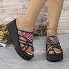 Fashion Comemore Summer Wedges High Heels Ladies Slippers Casual Mixed Color Roman Style Clip Toe Slipper Soft Bottom Beach Flip Flops