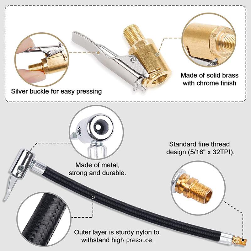 Przenośny Wąż do Pompowania Opon Samochodowych Wąż do Pompowania Złącze Blokujące Głowica Zaciskowa Adapter Akcesoria Samochodowe Compre