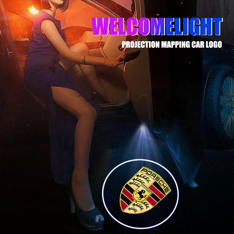 Car Door LED HD Welcome Courtesy Shadow Projector Lamp Logo Light For Porsche Carrera Cayenne Panamera Macan Boxster Car Decal