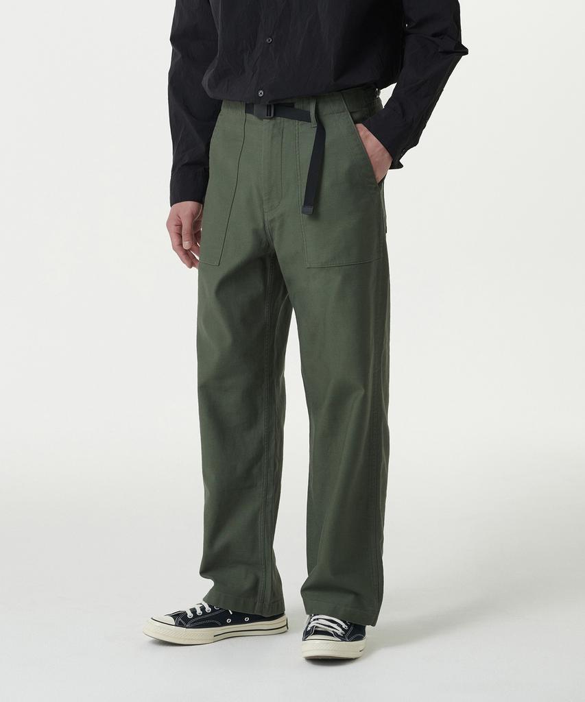 MUSINSA STANDARD Back Satin Wide Belted Fatigue Pants [Khaki]