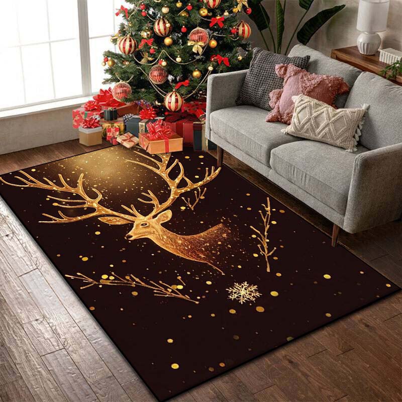 15 Size Christmas Reindeer Pattern Rug Carpets Bedroom Living Room Bathroom Mat Creative Door Mat Area Rug Home Holiday Decor
