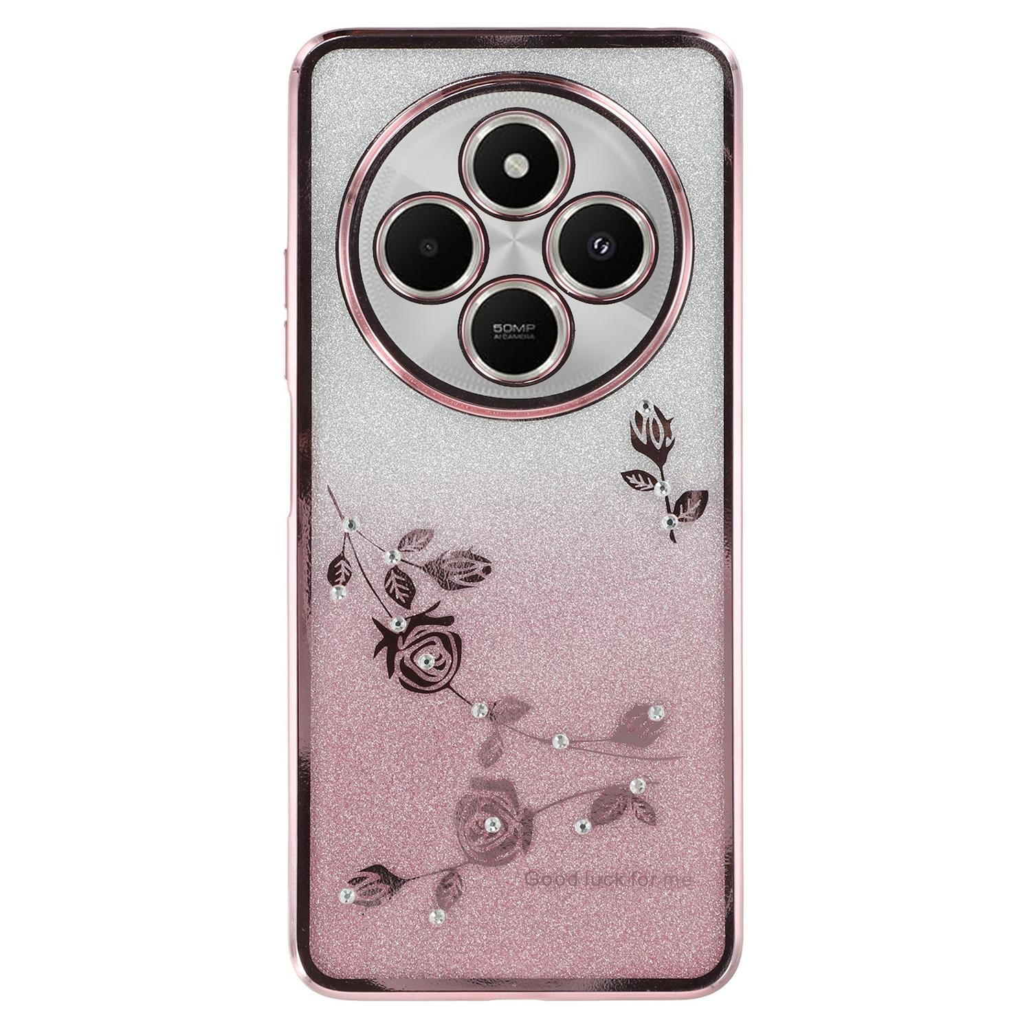 

KADEM For Xiaomi Poco C75 4G/Redmi 14R 5G/14C 4G Case Flower TPU Flexible Gradient Phone Cover Rose Gold
