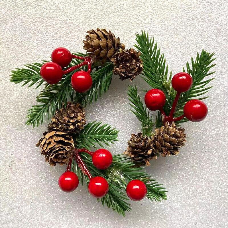 Jul Vindu Bær Furu Liten Krans Hengende Dekorasjoner XMAS Hjem Girlander