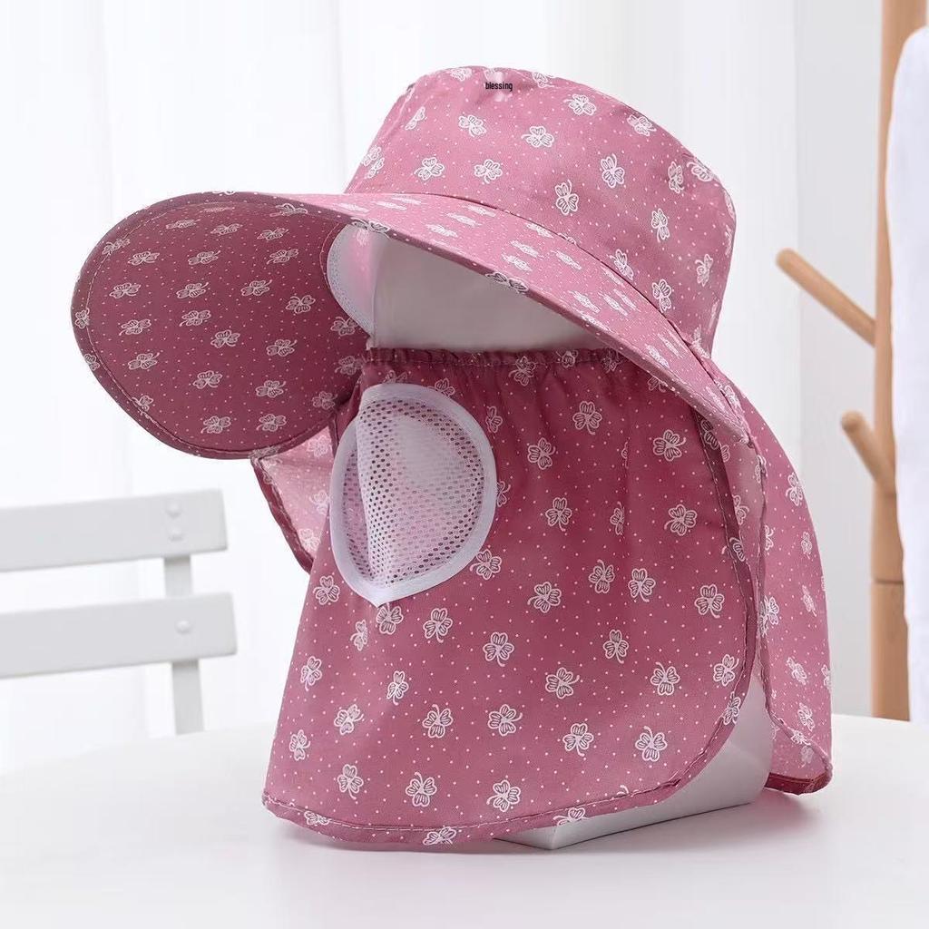 Women's Sun Protection Wide Brim Hat with Face Mask - UV Protection for Summer Activities